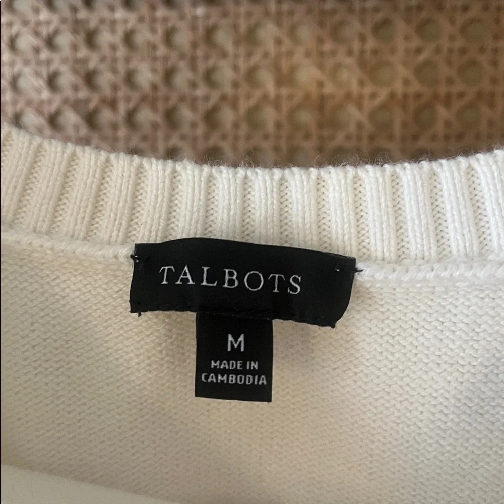 Talbots White Sweater with Black Heart - Picture 2 of 6